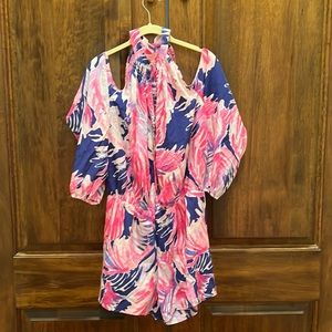 New without tags Lilly Pulitzer silk romper  cold shoulder style